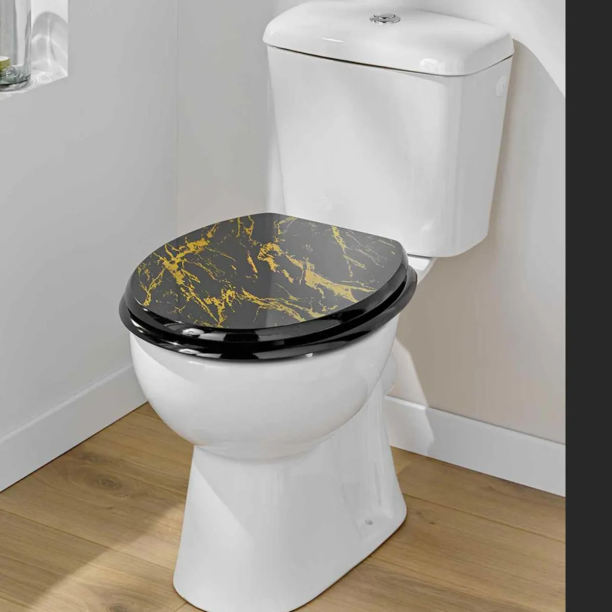 Abattant WC 18 pouces MDF effet marbre Aquamarbre Noir