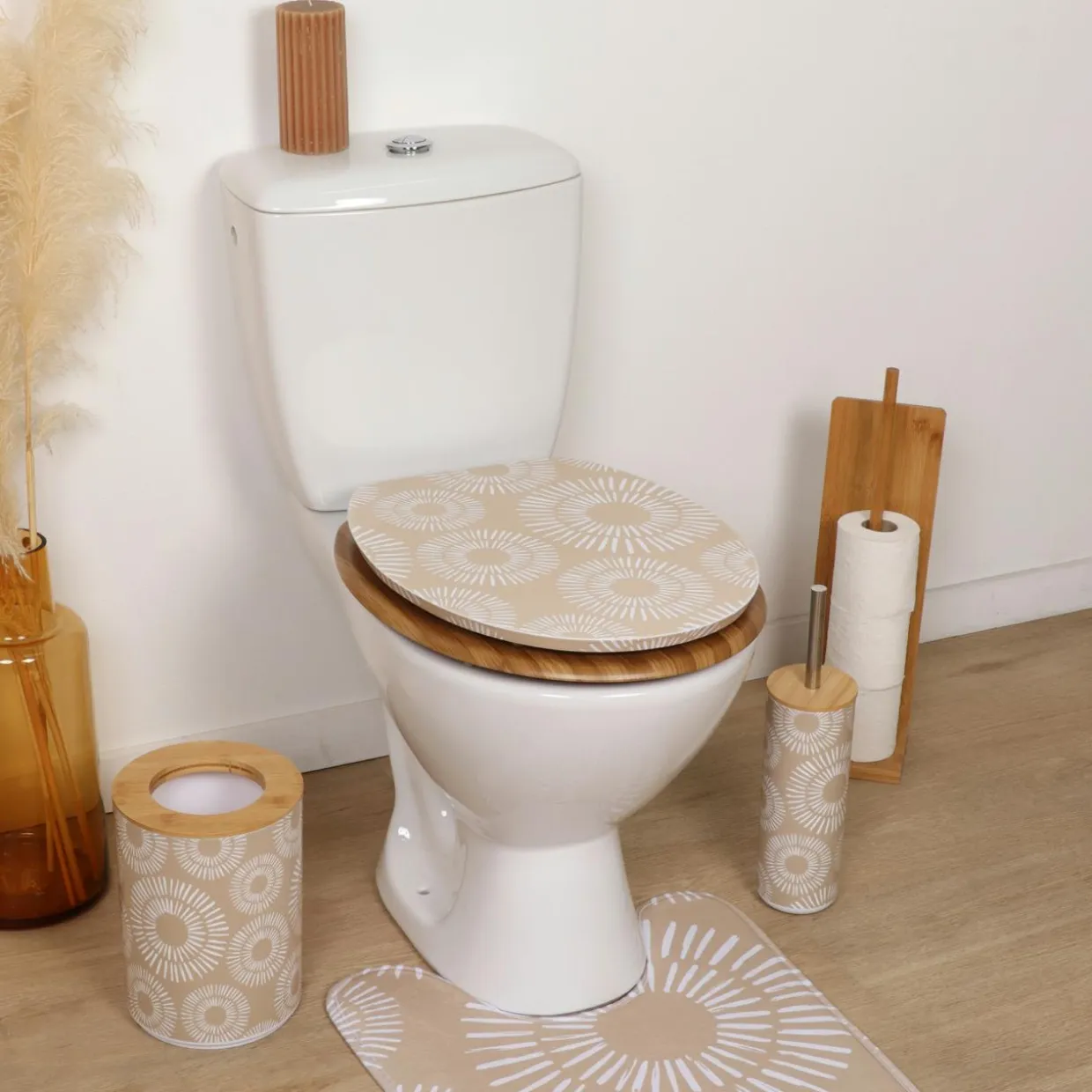 Abattant WC 18 pouces MDF Ethnic Spirals Beige