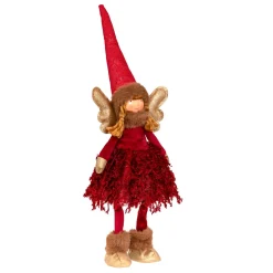 Ange de Noël lumineux à piles (H48 cm) Fée clair de lune Rouge