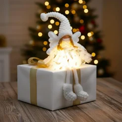 Ange de Noël lumineux à piles (H60 cm) Gladys plumage Blanc