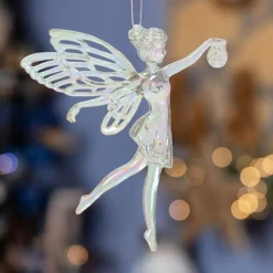 Ange de Noël à suspendre (H11 cm) Féerie Transparent irisé