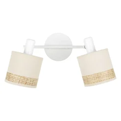 Applique murale 2 abat-jour orientables métal et rotin (30 x 17 cm) Bohemia Beige