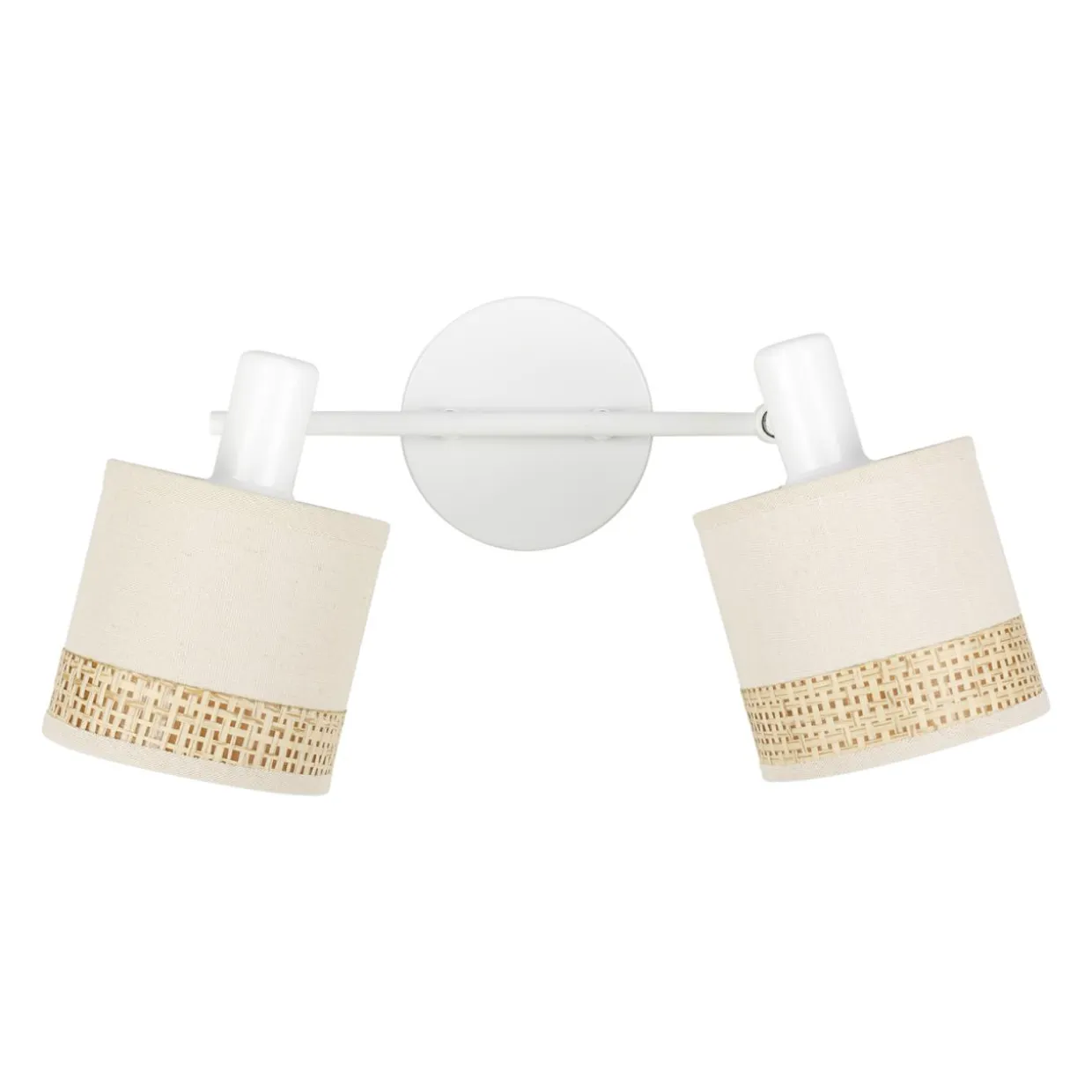 Applique murale 2 abat-jour orientables métal et rotin (30 x 17 cm) Bohemia Beige