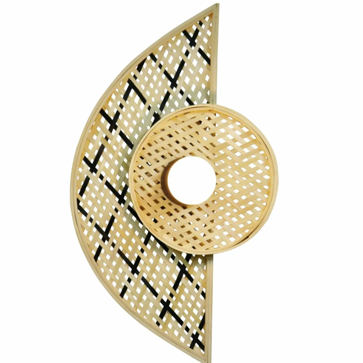 Applique murale en bambou (H50 cm) Ravina Noir et naturel