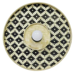 Applique murale ronde en bambou (D50 cm) Marioka Noir et naturel