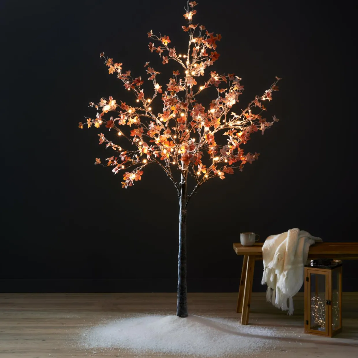 Arbre lumineux 96 LED (H180 cm) Chêne enneigé Blanc chaud