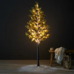 Arbre lumineux 96 LED (H180 cm) Épicéa branches givrées Blanc chaud