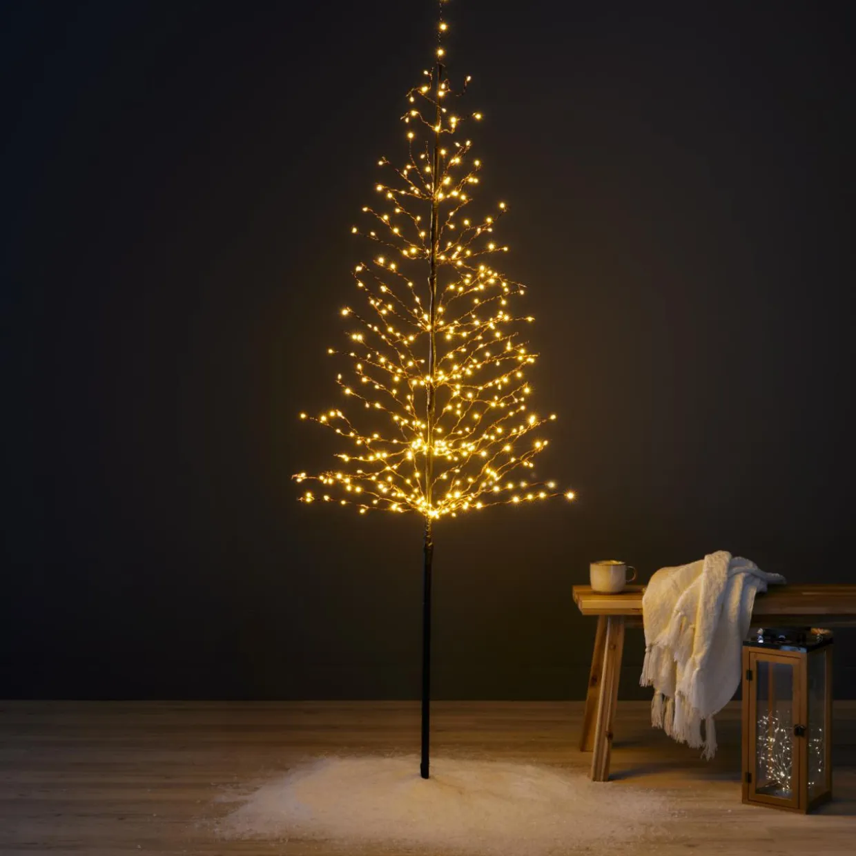 Arbre lumineux 360 LED (H180 cm) Sapin d'hiver Blanc chaud doré