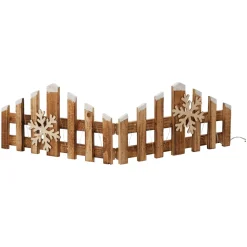 Barrière en bois lumineuse à piles 15 LED (76 x H20 cm) Clôture déco Blanc chaud
