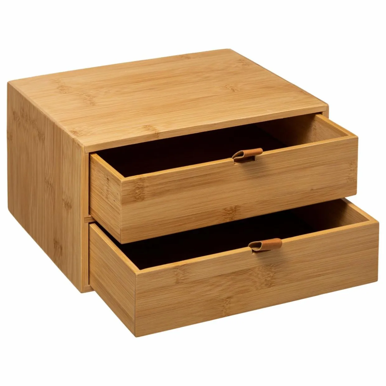 Boite bambou 2 tiroirs (H14 cm) Sury Naturel