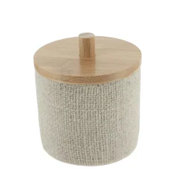 Boite à coton avec couvercle (D10 cm) effet Maille Beige