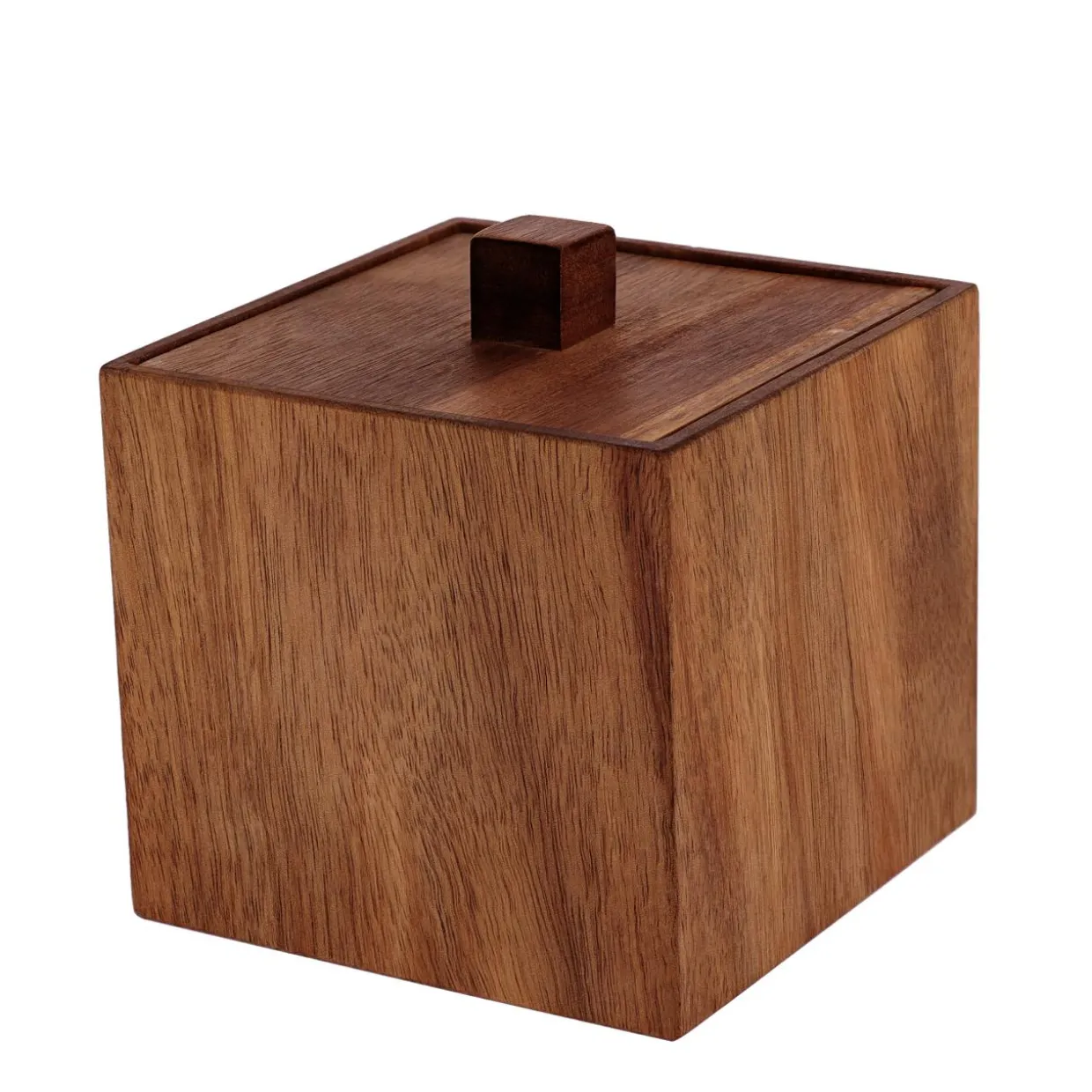 Boite à coton en bois d'acacia (H10 cm) Lina marron