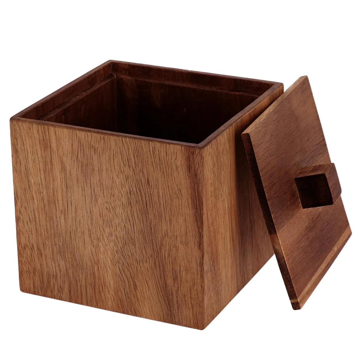 Boite à coton en bois d'acacia (H10 cm) Lina marron