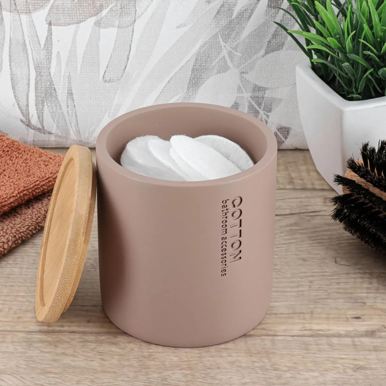 Boite à coton Purebamboo Cappuccino