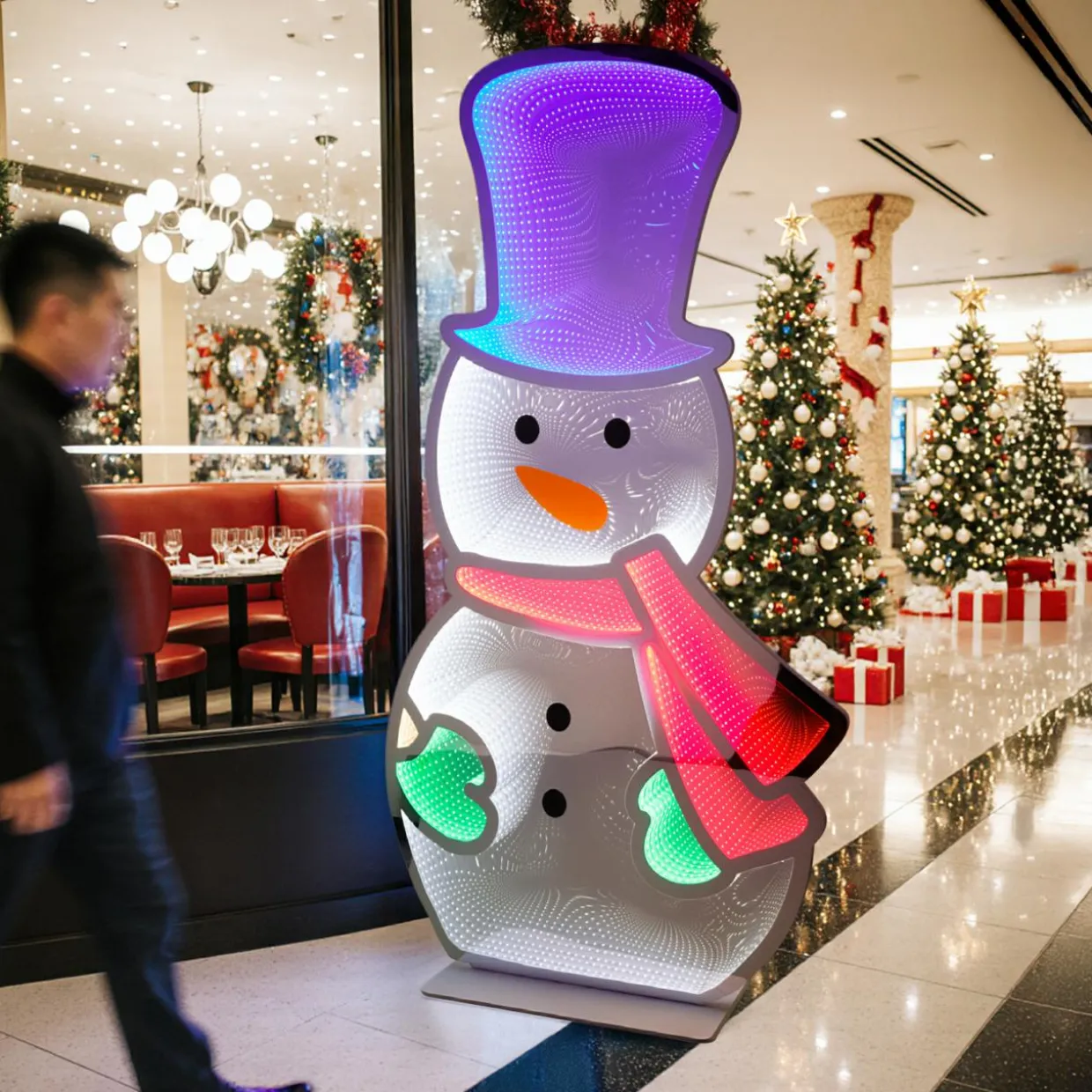 Bonhomme de neige lumineux Géant 735 LED (H180 cm) Infinity Multicolore