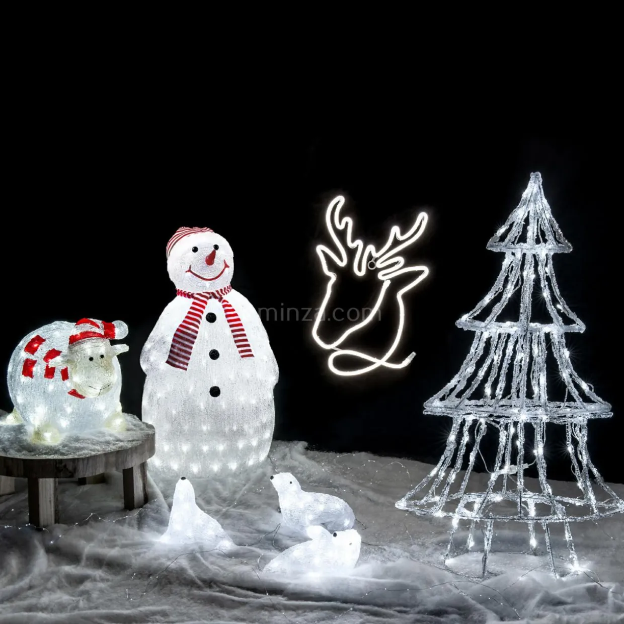 Bonhomme de neige lumineux 160 LED (H80 cm) Topek Blanc froid