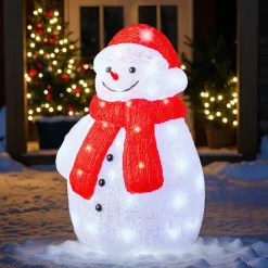 Bonhomme de neige lumineux 60 LED (H46 cm) Lenny Blanc froid