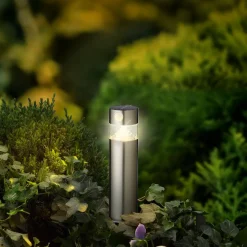Borne de jardin solaire 150 lumens (H30 cm) Premium Argent