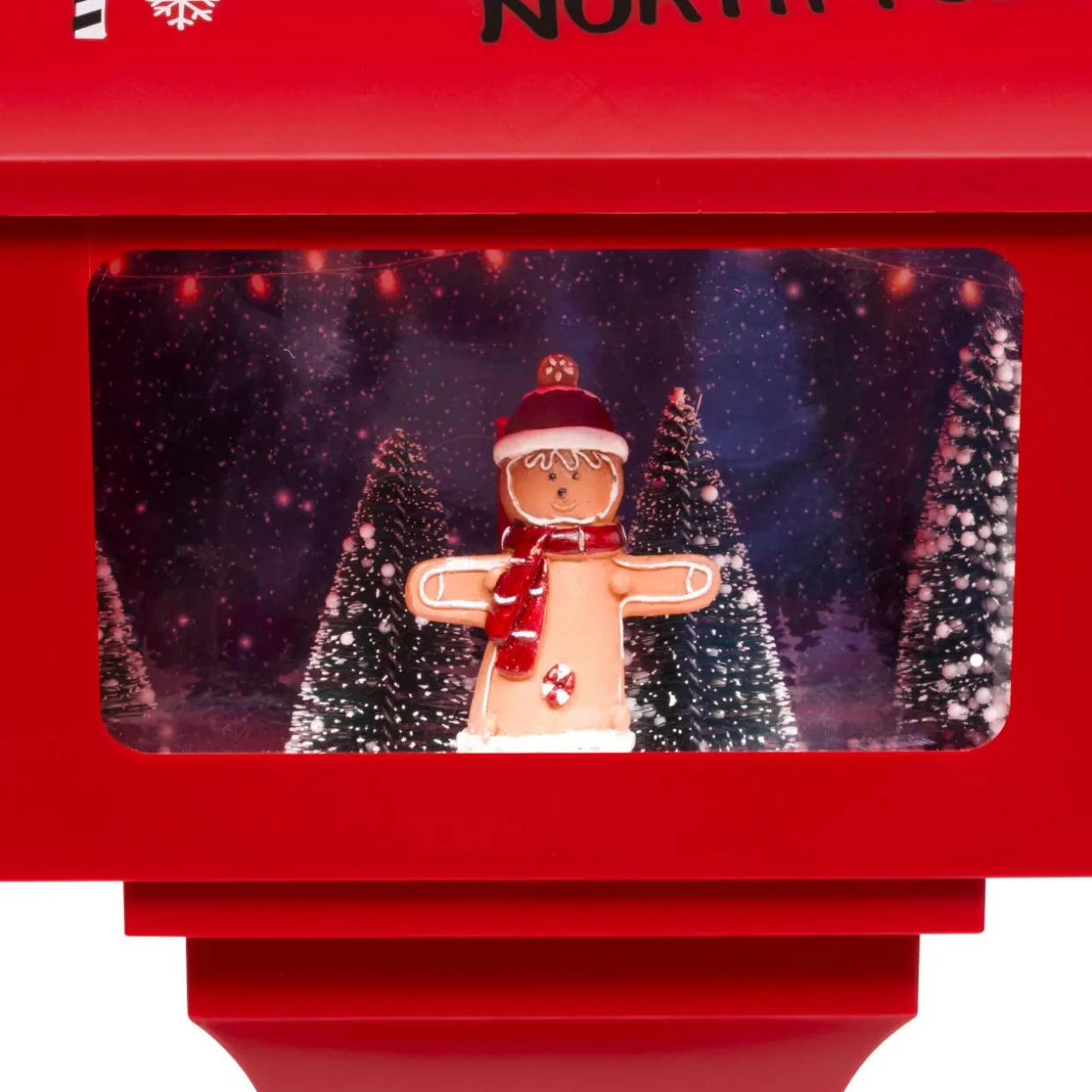 Boîte aux lettres lumineuse à piles LED (H41 cm) Bonhomme de neige Rouge