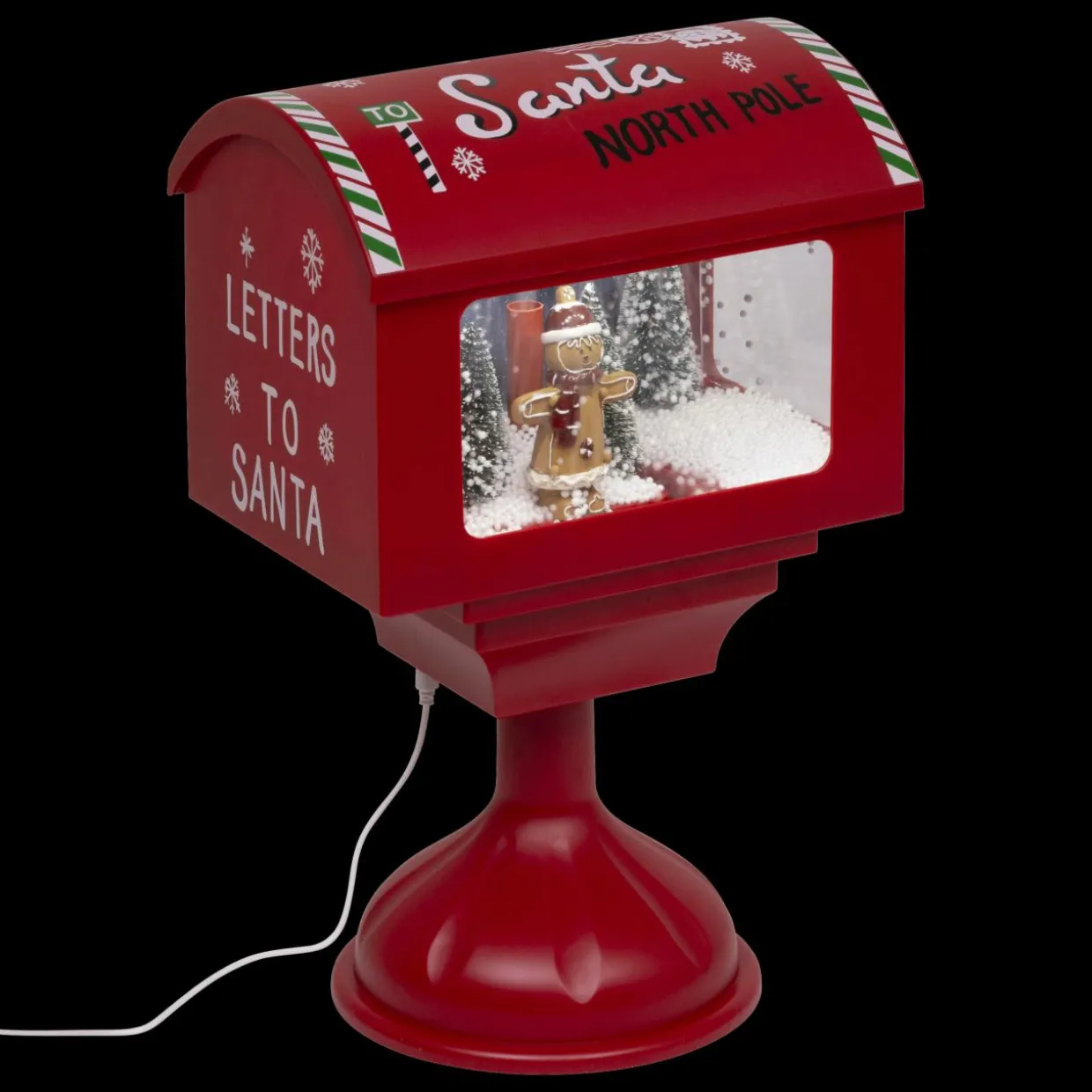 Boîte aux lettres lumineuse à piles LED (H41 cm) Bonhomme de neige Rouge