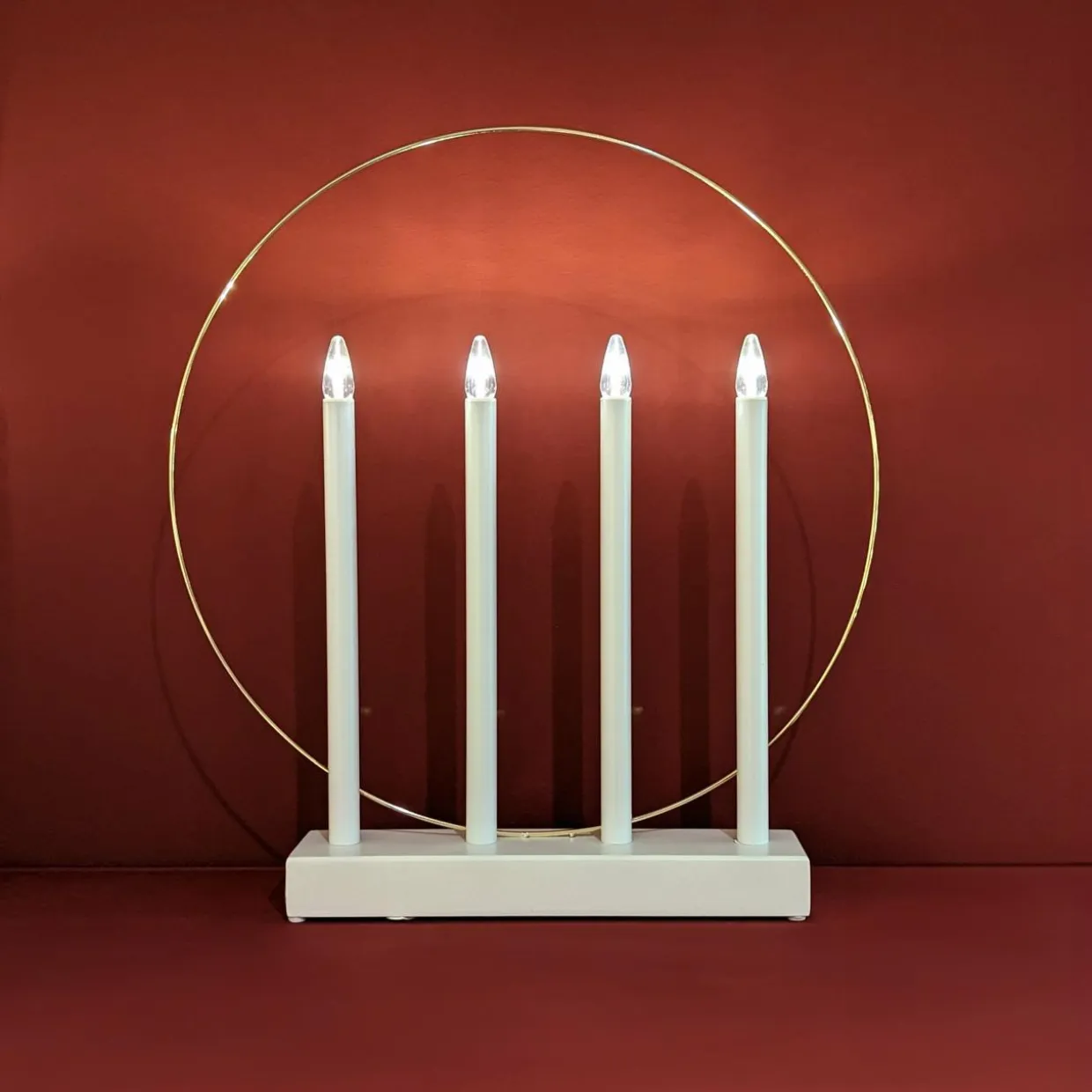 Bougeoir lumineux à piles 4 LED (H40 cm) Cercle Blanc chaud