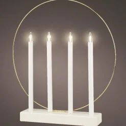 Bougeoir lumineux à piles 4 LED (H40 cm) Cercle Blanc chaud