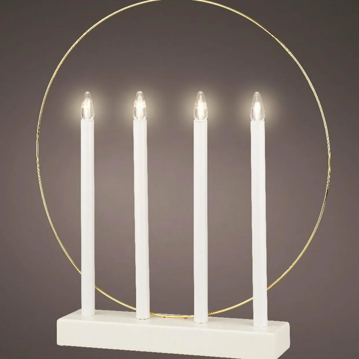 Bougeoir lumineux à piles 4 LED (H40 cm) Cercle Blanc chaud