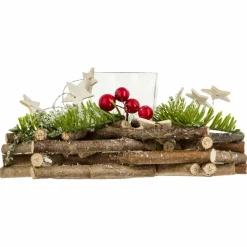 Bougeoir photophore (D20 cm) Etoile bois et forêt