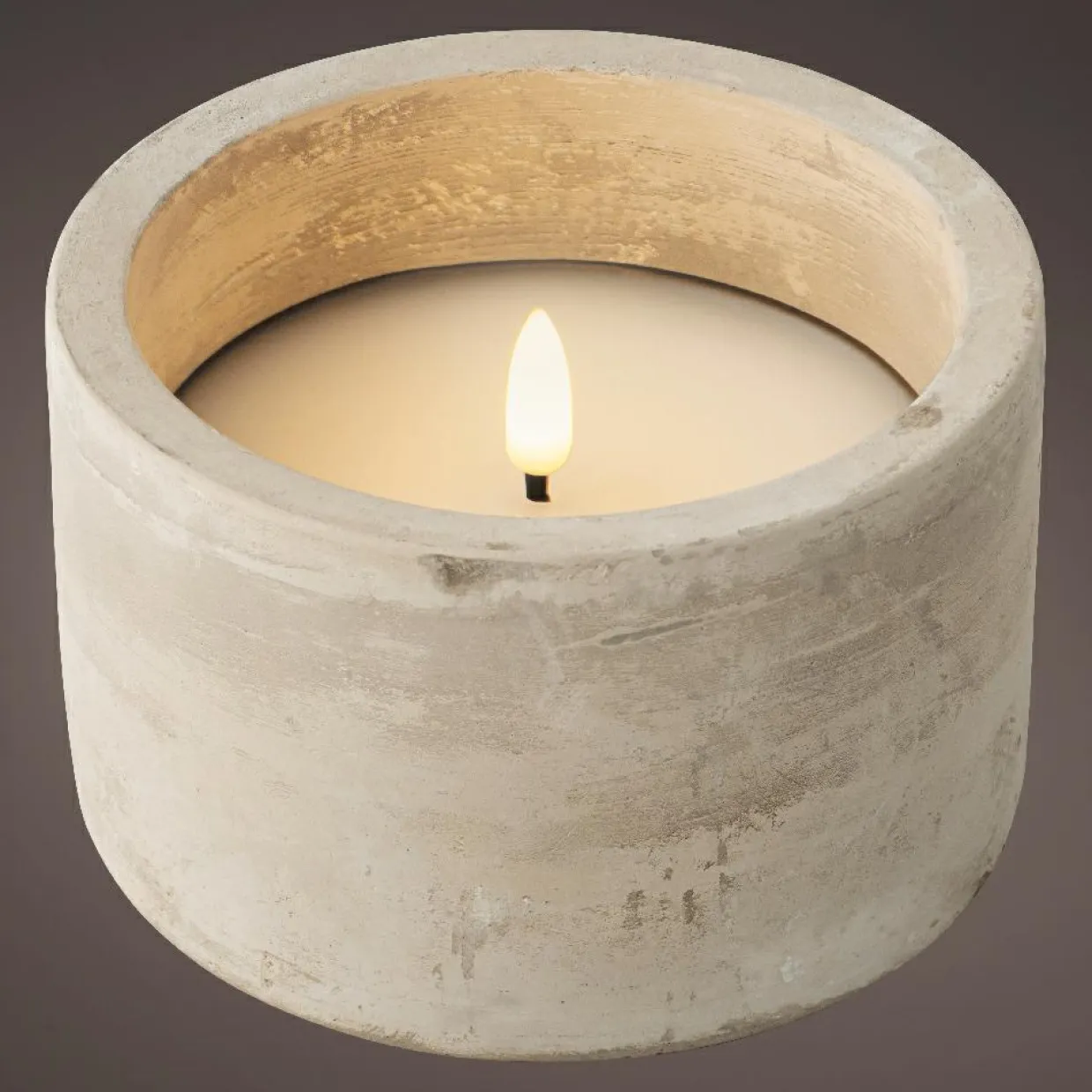 Bougie de table à piles LED (H8 cm) Galice Gris