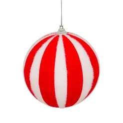 Boule de Noël (D100 mm) Rayures Rouge et Blanc
