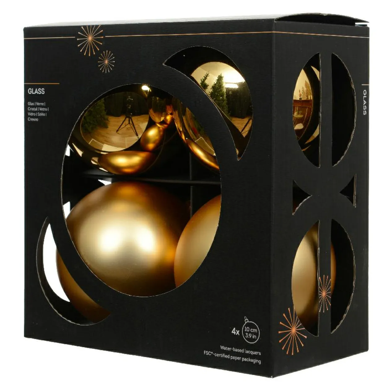 Boule de Noël en verre (D100 mm) Boréal Or