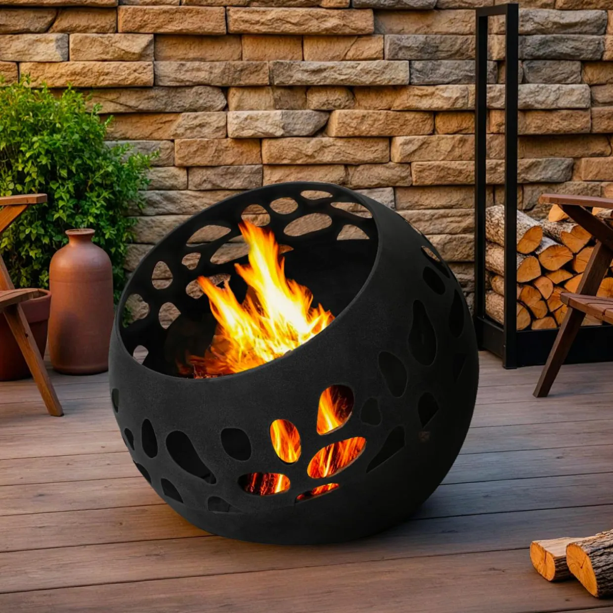 Braséro d'extérieur rond (D50 x H45 cm) Pyra Noir
