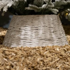 Cache pied de sapin en osier (D57 cm) Saule tressé Blanc
