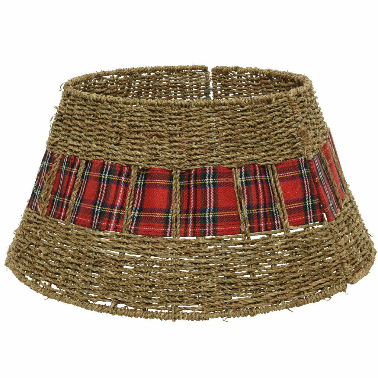 Cache pied de sapin en osier (D57 cm) Tartan écossais