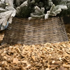Cache pied de sapin en osier (D57 cm) Saule tressé Gris vieilli