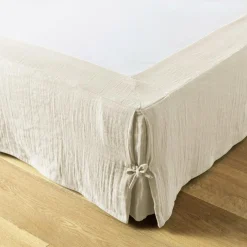 Cache-sommier Gaze de coton (160 x 200 cm) Gaïa Beige pampa