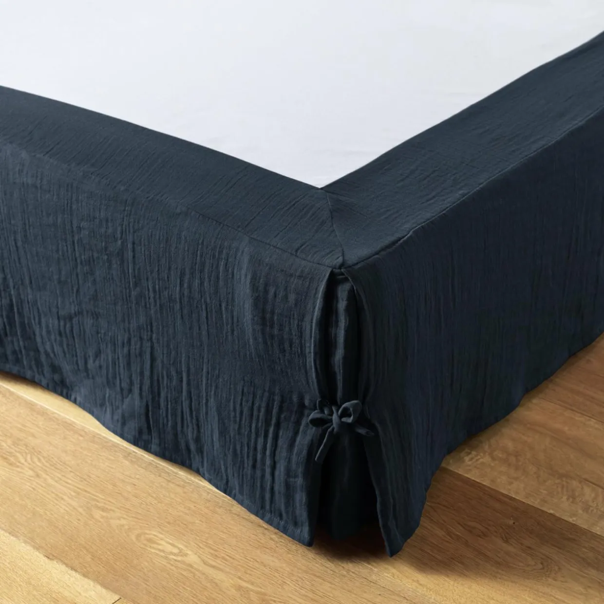 Cache-sommier Gaze de coton (160 x 200 cm) Gaïa Bleu nuit