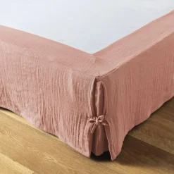 Cache-sommier Gaze de coton (160 x 200 cm) Gaïa Rose pêche