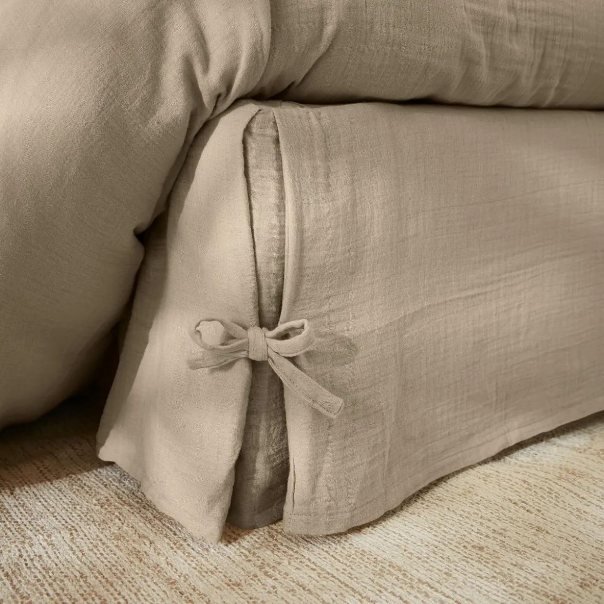 Cache-sommier Gaze de coton (140 x 190 cm) Gaïa Ficelle