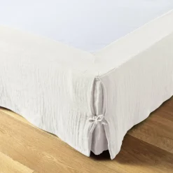 Cache-sommier Gaze de coton (160 x 200 cm) Gaïa Blanc chantilly
