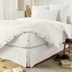 Cache-sommier Gaze de coton (160 x 200 cm) Gaïa Blanc chantilly