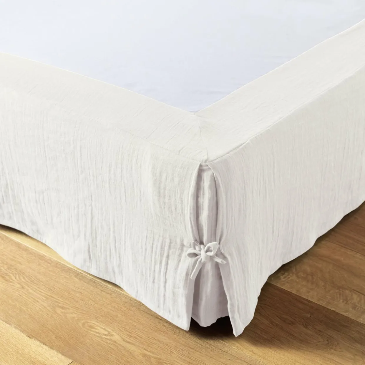 Cache-sommier Gaze de coton (90 x 190 cm) Gaïa Blanc chantilly