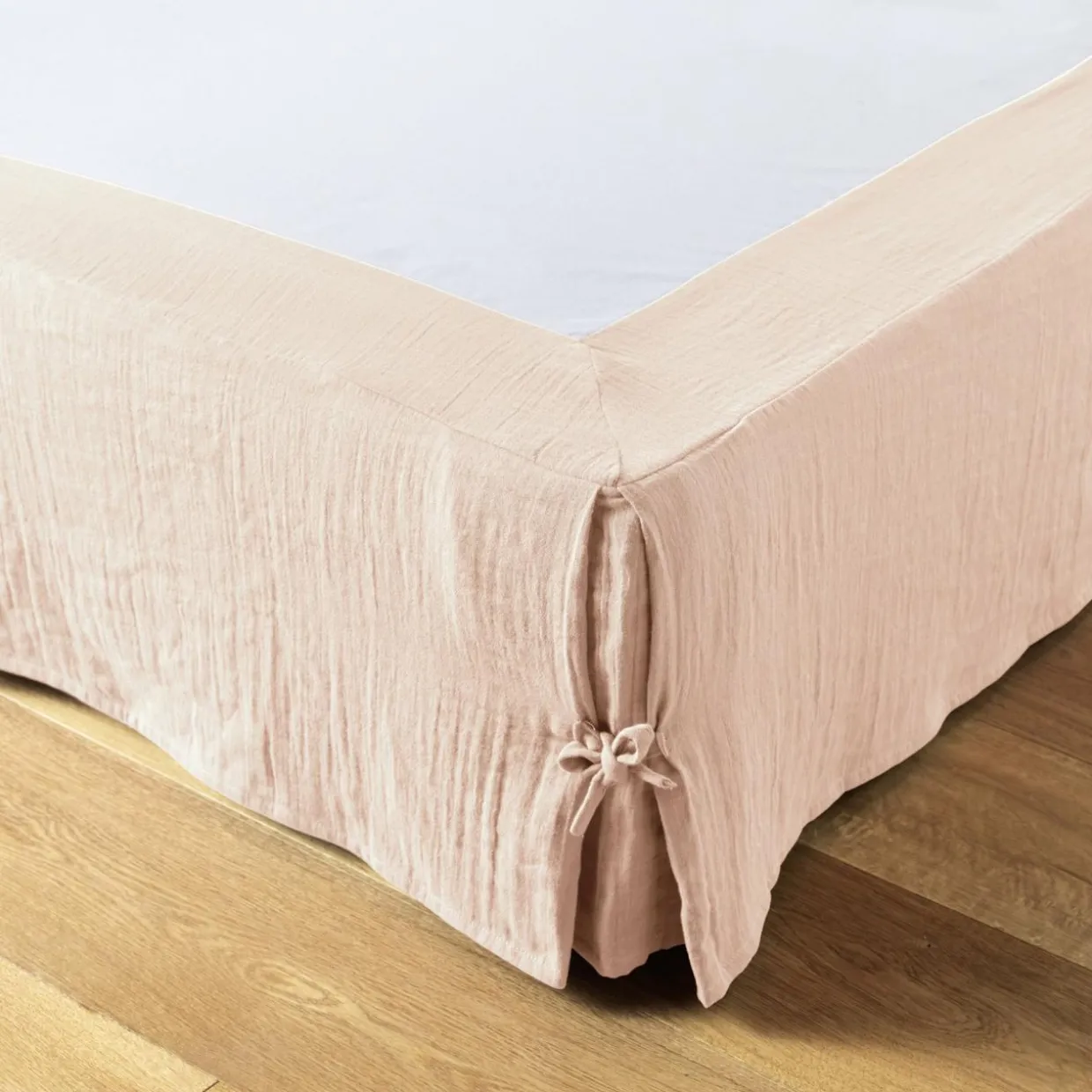 Cache-sommier Gaze de coton (160 x 200 cm) Gaïa Rose poudré