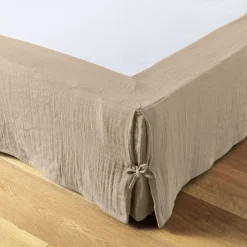 Cache-sommier Gaze de coton (90 x 190 cm) Gaïa Ficelle