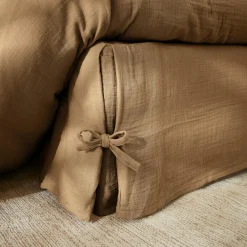 Cache-sommier Gaze de coton (160 x 200 cm) Gaïa Camel