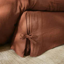 Cache-sommier Gaze de coton (180 x 200 cm) Gaïa Terracotta