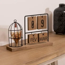 Calendrier déco à poser en bois et métal