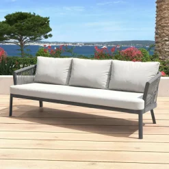 Canapé de jardin en aluminium 3 places Amalfi Gris anthracite et gris clair