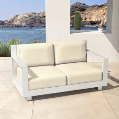 Canapé de jardin en aluminium 2 places Elba Blanc et beige