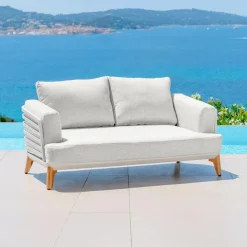 Canapé de jardin en aluminium 2 places Monte Carlo Blanc et gris clair